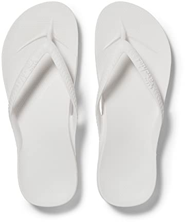 Archies Arch Support Flip Flops Men & Women White US Men's 5/Women's 6