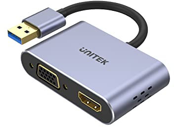 UNITEK Adapter USB-A - HDMI & VGA Full HD M/F