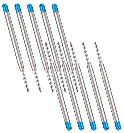 10 x Kugelschreiberminen, Großraumminen Metall Kugelschreiber Ersatzminen für G2-Format, Kompatible Parker Kugelschreiber Minen, Schreibfarbe Blau