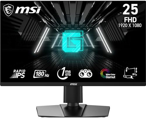 MSI FHD Rapid IPS Gaming Sync, kostenlos, 1 ms, 1920 x 1080, 180 Bildwiederholrate, Gaming-Monitor, 25 Zoll (Optix G255PF E2)