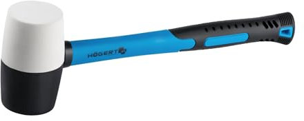 Professioneller Hochleistungs- Gummihammer 680g mit 2K Fiberglasstiel | SCHWARZ- WEIß | perfekt für Bodenleger & Handwerker (Gummihammer 680g)