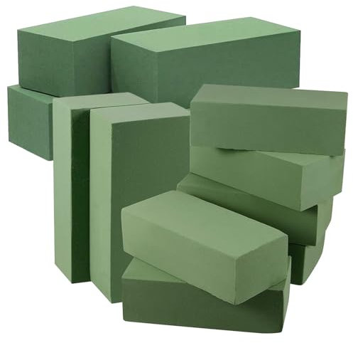 VIDETOL 10 Pcs Green Floral Foam Bricks, Florist Foam for Fresh Flowers, Wet Brick Floral Foams Block for Indoor and Outdoor Florals Displays