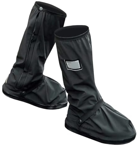 Couvre Chaussure Impermeable Hommes Femmes, Couvre Chaussures Imperméables Réutilisables, Antidérapant Chaussures de pluie Hautes Protection contre la pluie Galoches, pour vélo, L, noir