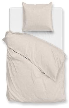 Zo!Home Flanell Bettwäsche 135x200 Flanella di Lino Sandy beige Uni Melange