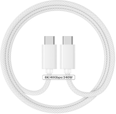 ZeroneTeck 40Gbps USB C Monitor Cable 5FT, USB4 for Thunderbolt 4/3, 8K/Dual 4K@60Hz Display, USBC Video and Data Cable, 2X Faster than USB C 3.2 Gen 2x2, 240W Charging for iPhone 17, Monitor, Carplay