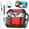 Compatible with Airpods Pro 2/1 Gen Case Cover Lock Clip with Phone Stand (2019/2022/2023), Rugged Case for Airpod Pro 2nd/1st Generation Shockproof Protective Skin for Apple iPod Pro, Red