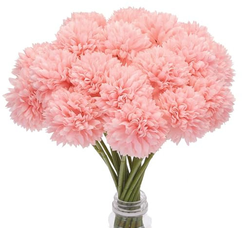 Fonyiunce 12 Piezas Flores de Hortensia Artificial, Centros de Mesa, Flores de Hortensia Artificial,Ramo Artificial, para Decoración del Hogar,Oficina, Jardín (Rosa)