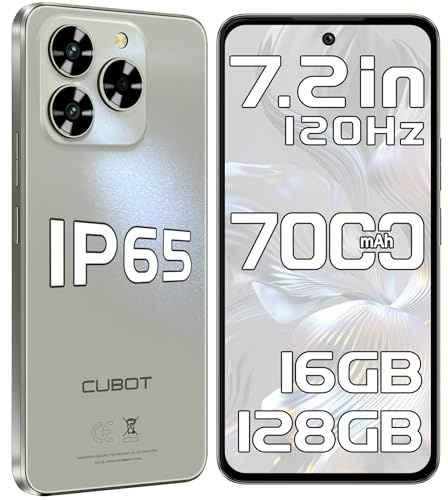 CUBOT Note 60 Smartphone Ohne Vertrag - 7.2 Zoll &120Hz Handy, 7000mAh Handy Günstig, 16GB+128GB/1TB Android 15 Simlockfreie Handys, IP65-Schutz, 48MP Kamera, 4G Dual-SIM/Face ID/NFC/Dual-Lautsprecher