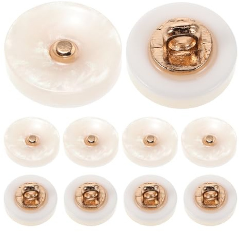 Healvian Botones Vástago para Mujer 50 Piezas Botones Redondos de Resina y Aleación 18L 115 MM Blancos para Camisas Blusas de Gasa y Proyectos de Costura DIY