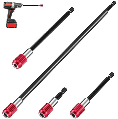 Alipis Kit di Estensione per Punte da Trapano 1/4 Barre Filettate in Lega 4 Pezzi 6Cm 10Cm 15Cm 30Cm Porta Punte per Avvitatore a Percussione Uso Domestico e Manutenzione