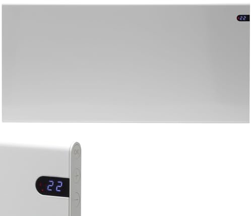 Adax Neo Electric Panel Heater/Convector Radiator With Timer, Thermostat, Modern, Slimline, Wall Mounted, White, 1000W
