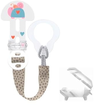 MAM Clip it ! Fashion & Cover - Cadena para chupete con protección contra tetinas, longitud ajustable, lavable, crema, 1 Stück (1er Pack)