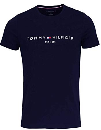 Tommy Hilfiger Herren T-Shirt Kurzarm Core Tommy Logo Rundhalsausschnitt, Blau (Sky Captain), XS