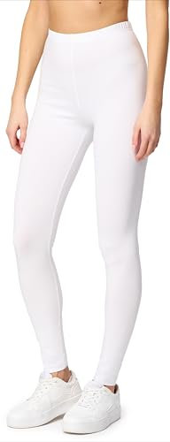Merry Style Leggings Damen Baumwolle für das ganze Jahr Bequeme Leggings Blickdicht Damen Ideal für Yoga Sport Gym und Freizeit MS10-198 (Weiß, S)