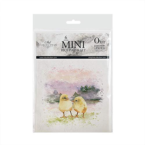 ITD Collection – mini rispapper kreativt set 14,8 x 14,8 cm (6 ark), Decoupage rispapper för scrapbooking och hantverk, flerfärgad (RSM037- HS code 48021000)