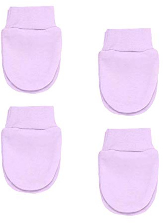 Soft Touch 4 Pairs Premature Baby Anti Scratch Mittens with Wrist Cuffs Tiny Mittens Blue Pink & White (Pink)