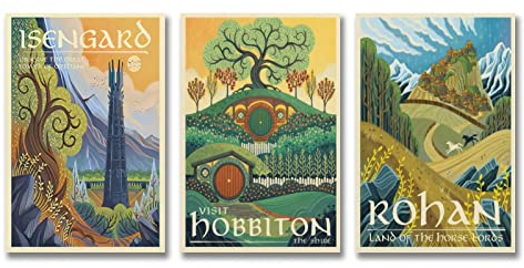 JIANGUAN Vintage-Reiseposter Herr der Ringe, Filmposter-Set mit 3 Bündeln, Malerei auf Leinwand, Wandkunst, Poster, Scrollbild, Druck, Wanddekoration, Heimposter, 30 x 45 cm