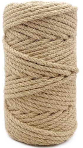 Leecogo 1/4 inch(6mm) Jute Rope, 164 Feet Heavy Duty and Thick Twine Rope for Cat Scratcher Post Tree,Gardening, Crafting, Packing, Bundling and Home Decor