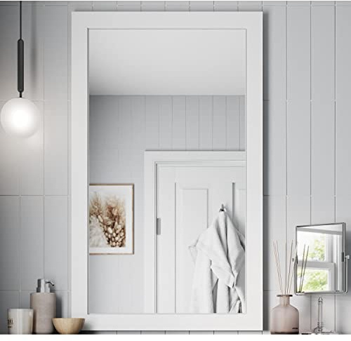 Artis® 600 x 1000mm Bathroom Mirror Gloss White Wood Framed Vanity Mirrors Wall Mounted Mirrored, Rectangular