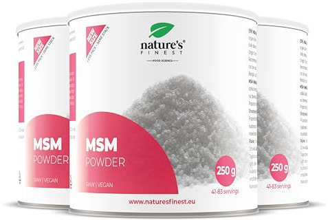 Nature's Finest MSM-pulver 250 g | En ren och potent källa till organiskt svavel för gemensam hälsa, hudvård och allmänt välbefinnande | Kvalitetstestad från tredje part