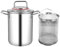 UGCER Stainless Steel Asparagus Pot, Vegetable Steamer Pasta Cooker Oil Deep Fry Pan with Basket and Glass Lid for Home Kitchen Restaurant
