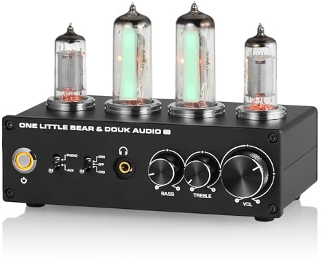 Douk Audio T9 Vacuum Tube Phono Preamp Stereo Turntable Preamplifier with Headphone Output and Treble Bass Control for MM/MC Record Player, Home Hi-Fi Audio, Amplifier, Speaker