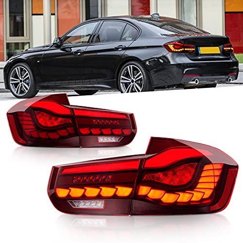 Archaic Rückleuchten kompatibel mit BMW 3 Series Seden M3 F30 F35 F80 2013-2018,[nicht passen Touring F31], mit Animation DRL,Rot,Mit E-Prüfzeichen