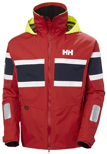 Helly-Hansen Salt Original Jacket - Men's Sailing Coat Flag Stripe, Waterproof HELLY TECH, Reflective Hood, 162 Red - L