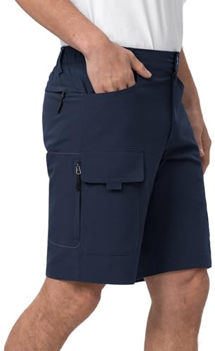 Moosehill Pantaloni corti da uomo, pantaloni cargo, impermeabili, con 6 tasche, leggeri, traspiranti, per mountain bike, da ciclismo, da uomo, da trekking, per attività all'aria aperta, blu navy, L