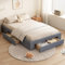 MQLAE Bett 140x200 cm, Doppelbett mit DREI große Schubladen, ohne Kopfteil, Stauraumbett Bettgestell, Bett mit Lattenrost, für Erwachsene & Jugendliche, ohne Matratze, Grau