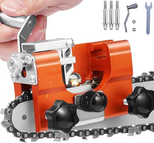 Sonekin Affila Catena Motosega,Affilacatene per Motosega,Affilatore Catena Motosega a Manovella, Kit Affilatura Catena Motosega Portatile, Affila Catene x Motosega con Testa di Macinazione