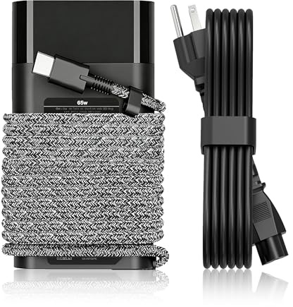 New Slim 65W USB C Laptop Charger Replacement for HP Laptop Charger Elitebook x360 Pavilion Spectre Chromebook Envy Elite x2 Computer Travel Type C Braided Cable Power Cord Ac Adapter