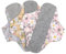 KGDUYC 3 Piezas Compresas Reutilizables,salvaslip algodon,Salvaslips de Bambú Antibacterianos, Compresas de Noche Lavables para Flujo Menstrual Abundante, 23 cm
