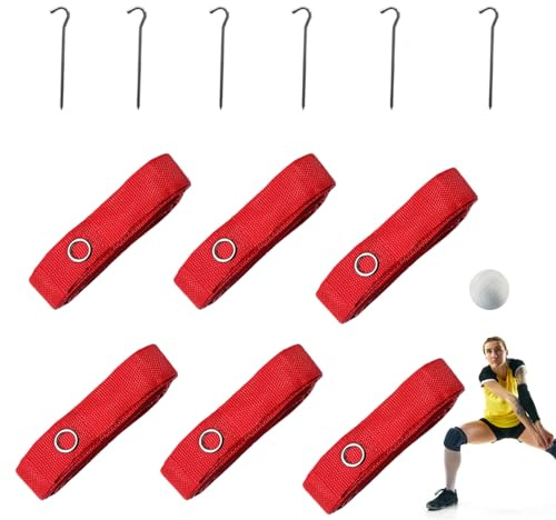 Sand Volleyball Cords - Volleyball Court Boundary Cords, Beach Volleyballs Boundary Lines, Stainless Spikes Included Portable Volleyballs Cord for Beach, Backyard