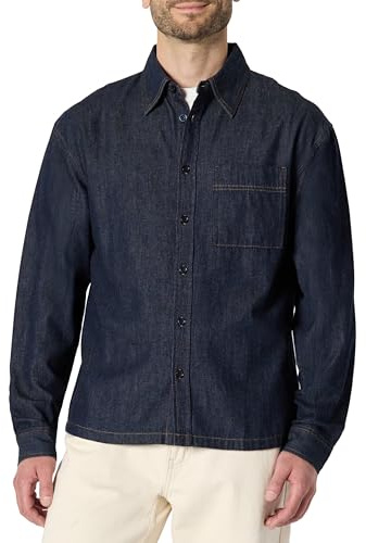 Amazon Essentials Men's Modern Oversized-Fit Denim Button-Down Shirt