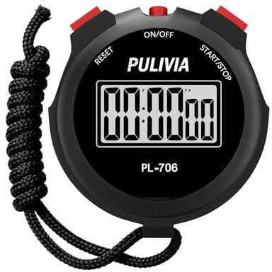 PULIVIA Cronometro Digitale Silenzioso: Solo Cronometro, Pulsanti ON/OFF, START/STOP e RESET, Facile da Usare, Leggere e Indossare, Ideale per Allenatori, Corridori, Insegnanti e Bambini