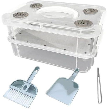 Kit di allevamento di vermi della farina, a maglia fine trasparente, resistente agli odori, per allevamento di vermi della farina, per alianti, rettili, polli, lucertole, draghi barbuti, rane