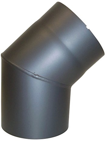 Kamino Flam Bogenknie gussgrau, Winkel von 45°, Abgasrohr aus Stahl mit hitzebeständiger Senotherm® Beschichtung, geprüft nach Norm EN 1856-2, Durchmesser: ca. 150 mm