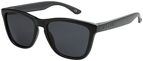 X-CRUZE® 9-002 Gafas de sol Nerd polarizadas estilo Retro Vintage Unisex Caballero Dama Hombre Mujer Gafas - negro mate/negro