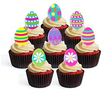 Lot de 12 décorations comestibles pour cupcakes - Pour œufs de Pâques