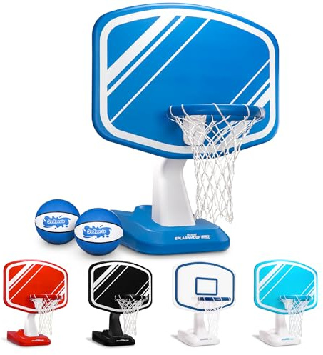 GoSports Splash Hoop Swimming Pool Basketball Game, Includes Poolside Water Basketball Hoop, 2 Balls and Pump – Choose Your Style
