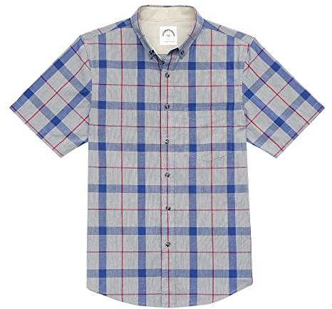 Dubinik® Fritidsskjorta för män kortärmad skjorta herr arbetsskjorta button down skjorta män kortärmad bomull normal passform, Blå grön, L