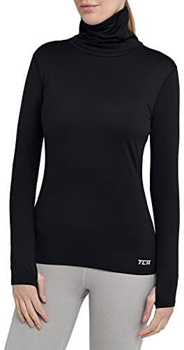 TCA Frauen Winter Langarm Laufshirt mit Reißverschluss - Schwarz, M