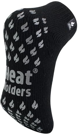 HEAT HOLDERS - Homme 2.3 TOG Hiver Chaudes Antidérapantes Thermique Haute Pantoufles Chaussettes Renforcés Éponge (39-45 EU, LC Black)