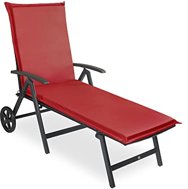 sunnypillow Liegenauflage - Auflage für Sonnenliege 190 x 60 - Polster für Gartenliege extra dick 9cm - Polsterauflagen für Liegen Outdoor, wasserdicht - Kissen für Liegestuhl, Gartenmöbel - Rot