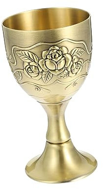 Cabilock Copa De Vino Retro Relieve Europeo Copa Alta De Licor Dorada Para Regalo y Uso Diario Taza Decorativa y Estable Para Bebidas Espíritus