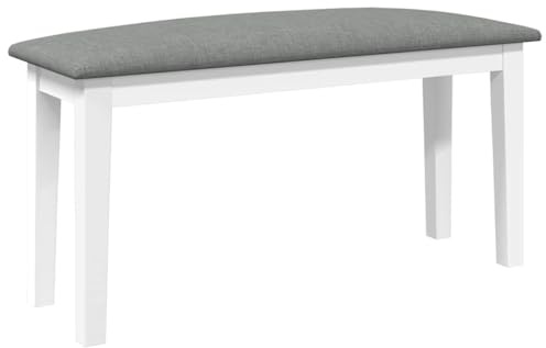 vidaXL Banco 90 cm Madera Maciza Caucho Blanco, Banco, Silla de Banco, sofá de Banco, Asiento de Banco, Asiento de Banco, Banco de Interior