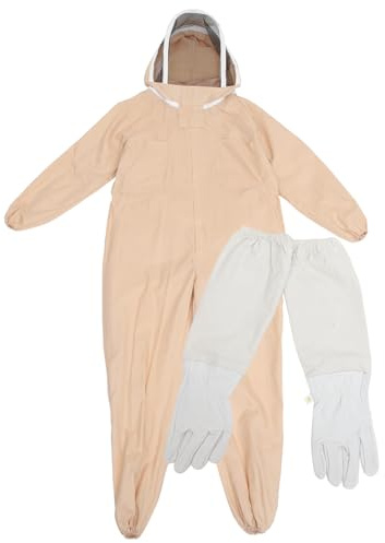 SHINEOFI One-piece Beekeeping Suit with Gloves Xxl Comfortable Breathable Protective Costume for Men and Women Wide Veil Design for Safety Essential Beekeeper Clothing with Random Color