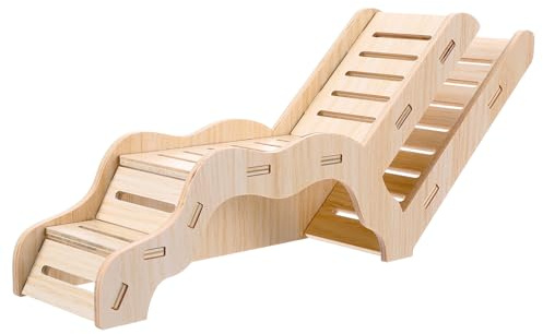 DOPENSPI Cachette polyvalente pour hamster et tunnel d'exploration, maison de hamster avec échelle d'escalade en bois, cachette décorative pour hamster, gerbille, hamster, petits animaux de compagnie