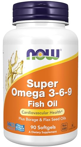 NOW Supplements, Super Omega 3-6-9 1200 mg with a blend of Fish, Borage and Flax Seed Oils, 90 Softgels